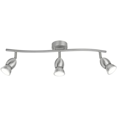 Plafón alargado de 3 luces Bala acabado niquel satinado 16 cm(alto)50 cm(ancho)8 cm(largo) (1/2)