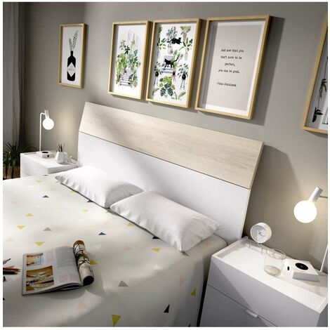 Conjunto cabecero y dos mesitas blancas con un cajón y puerta Begijar