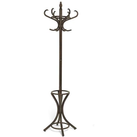 Perchero clasico acabado en madera color nogal, 183 cm(alto)48 cm(ancho)51 cm(largo)