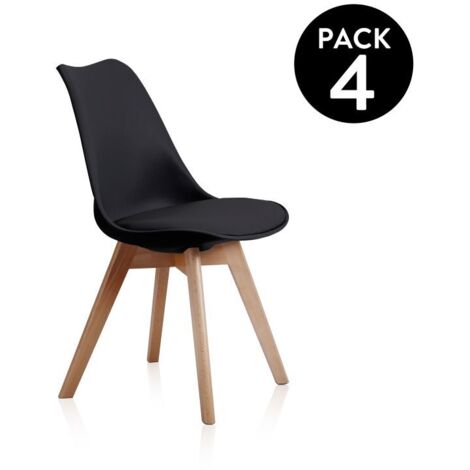 Pack de 4 sillas Bistro en simil piel negro, 84 cm(alto)48 cm(ancho)54 cm(largo) (1/5)