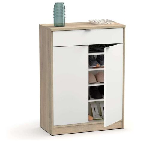 Armario Zapatero o recibidor Berlin en blanco y roble. 75 cm(ancho) 101 cm(altura) 36 cm(fondo) (1/5)