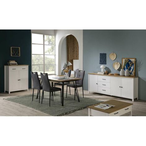Aparador 3 puertas 3 cajones Mariana acabado blanco 80 cm(alto) 190 cm(ancho) 40 cm(largo)