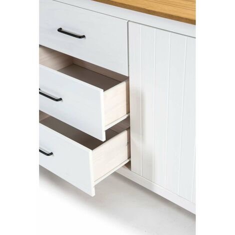 Aparador 3 puertas 3 cajones Mariana acabado blanco 80 cm(alto) 190 cm(ancho) 40 cm(largo)