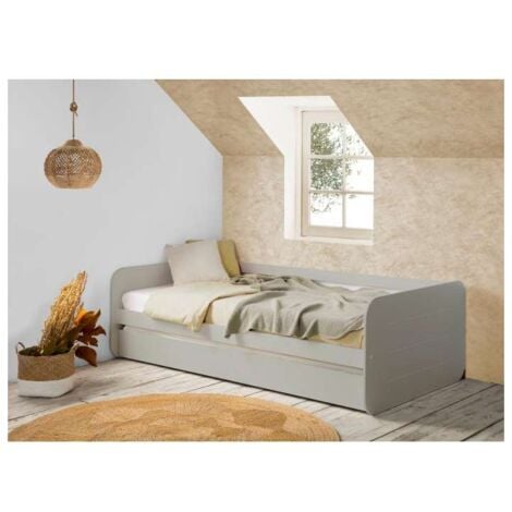 Cama nido Romina para colchones de 90 acabado gris Largo: 105 cm  Ancho: 195.2 cm  Alto: 60 cm