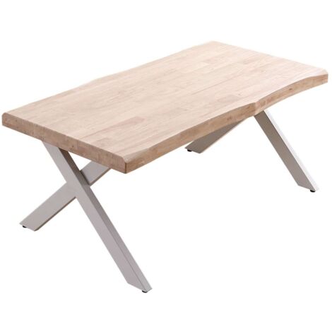 Mesa centro elevable Xena tapa con forma acabado roble nordish/blanco,  47cm(alto) 120 cm(largo) 66 cm(ancho)