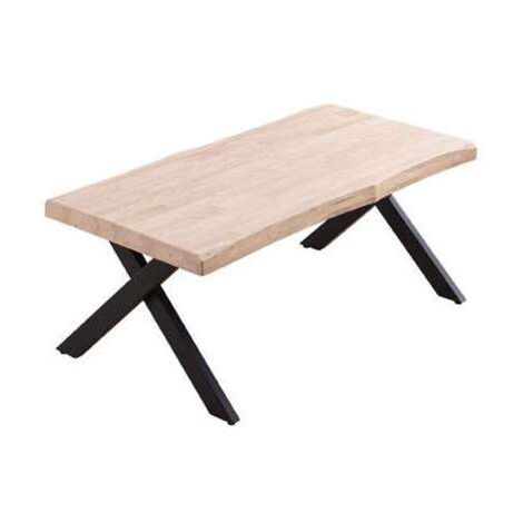 Mesa centro elevable Xena tapa con forma acabado roble nordish/negro, 47cm(alto) 120 cm(largo) 66 cm(ancho)