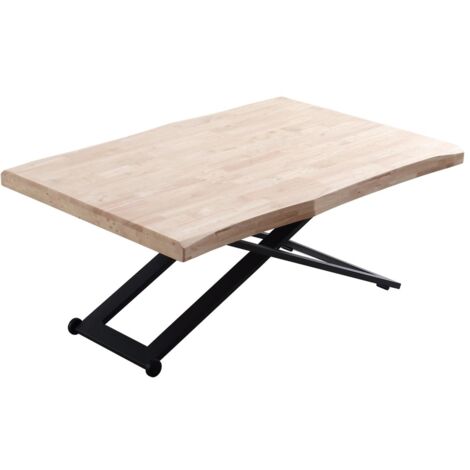 Mesa centro elevable Zoe tapa con forma acabado roble nordish/negro, 120cm (largo) 80cm (ancho) 49/79cm (alto).