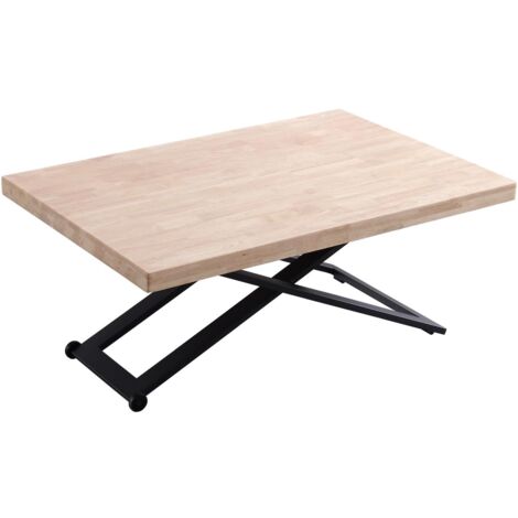 Mesa centro elevable Zoe tapa recta acabado roble nordish/negro, 120cm(largo) 80cm (ancho) 46/76(alto).