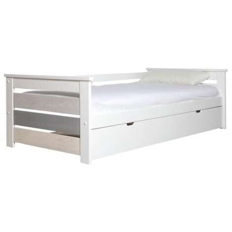Cama nido modelo Amor para dormitorio juvenil acabado en tonos grises-blanco, 105 cm (Ancho) 198cm (Fondo) 62 cm (Alto