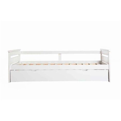 Cama nido modelo Amor para dormitorio juvenil acabado en tonos grises-blanco, 105 cm (Ancho) 198cm (Fondo) 62 cm (Alto