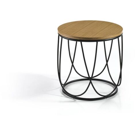 Mesa auxiliar Delia acabado roble, 42cm (diámetro) x 40 cm (alto) (1/2)