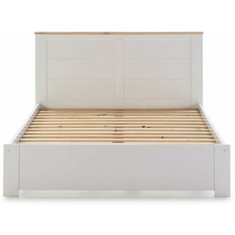 Cama para dormitorio matrimonio Anika acabado blanco. Para colchón 140x190 cm. (1/4)