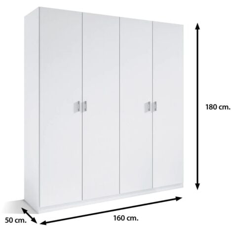 Armario 4 puertas abatibles blanco 180 cm(alto)160 cm(ancho)50 cm(fondo)
