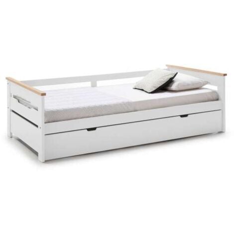 Cama nido para colchones 90 Eva acabado blanco/natural Largo: 199 cm  Ancho: 105 cm  Alto: 62 cm
