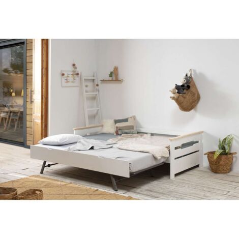 Cama nido para colchones 90 Eva acabado blanco/natural Largo: 199 cm  Ancho: 105 cm  Alto: 62 cm