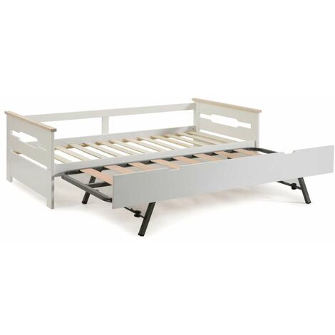Cama nido para colchones 90 Eva acabado blanco/natural Largo: 199 cm  Ancho: 105 cm  Alto: 62 cm
