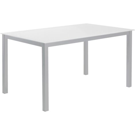 Mesa para cocina, comedor fija acabado cristal blanco, 140cm(ancho) 75cm(altura) 90cm(fondo).