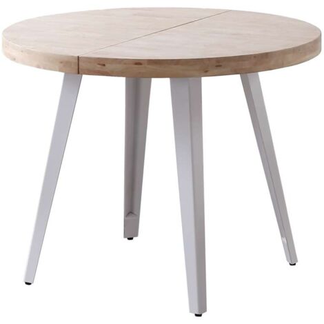 Mesa redonda extensible Berg roble nordish patas blancas 76 cm(alto) 100cm(ancho) 100-140-180 cm(largo)
