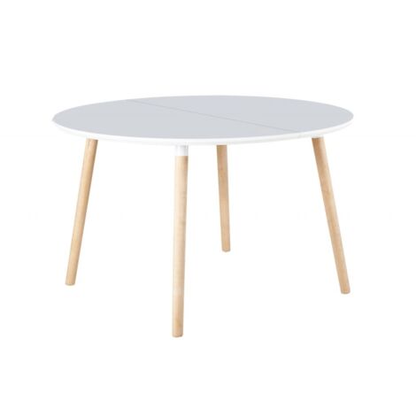 Mesa redonda extensible Md-Nordika-100 acabado blanco/haya 75 cm(alto)100/140/180 cm(ancho)100 cm(largo)