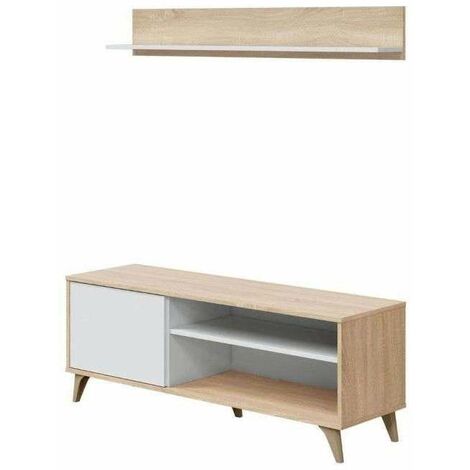Conjunto salon television Gala acabado roble/blanco 50 cm(alto)135 cm(ancho)40 cm(largo)