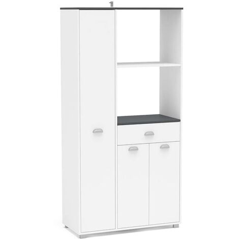 Mueble Buffet alto 3 puertas y 1 cajón acabado blanco, 180cm (alto) x90cm (ancho) x 40cm (fondo). (1/4)
