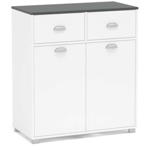 Mueble Buffet bajo 2 puertas y 2 cajones acabado blanco, 90cm (alto) x80cm (ancho) x 40cm (fondo). (1/5)