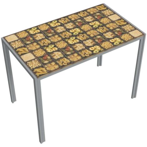 Mesa para cocina, comedor fija Md-Roma acabado cristal decorado, 105cm(ancho) 75cm(altura) 60cm(fondo).