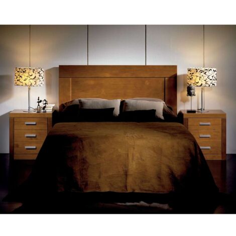Conjunto Dormitorio matrimonio con cabecero 150 + 2 mesitas en madera maciza (1/3)