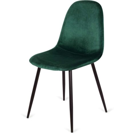 Pack 4 sillas modelo Córdoba tapizado Velvet Tela verde 43 cm(ancho) 86 cm(altura) 55 cm(fondo) (1/2)