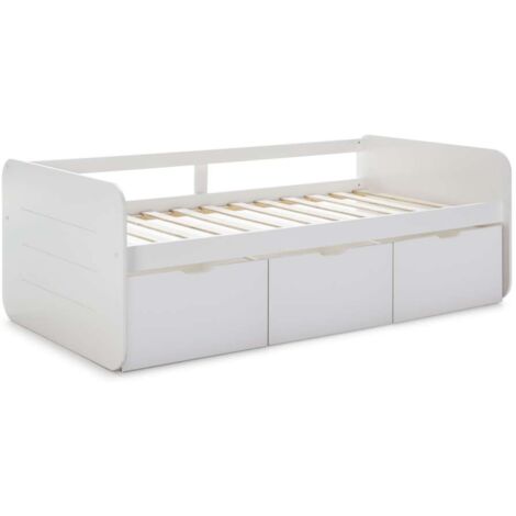 Cama nido 90 con 3 cajones modelo Adina acabado blanco Largo: 195.5 cm  Ancho: 105 cm  Alto: 70 cm