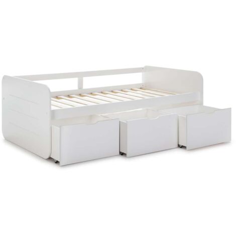 Cama nido 90 con 3 cajones modelo Adina acabado blanco Largo: 195.5 cm  Ancho: 105 cm  Alto: 70 cm