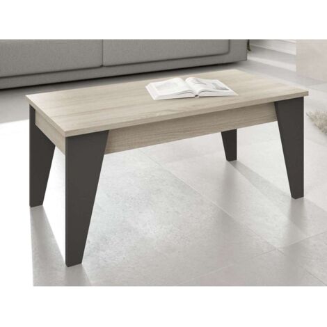 Mesa de centro elevable Ugijar en ártico y grafito. 46 cm(alto)100 cm(ancho)50 cm(largo)