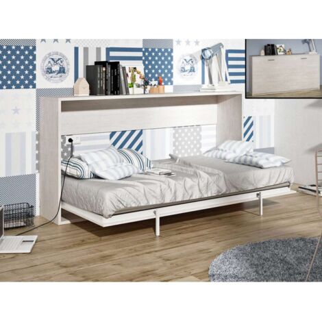 Cama abatible horizontal Mónica de 90 cm en color ártico.