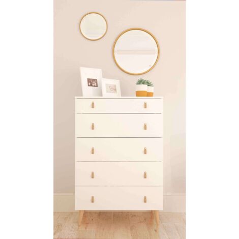 Sifonier Tokio con 5 Cajones en blanco. 119 cm(alto), 80 cm(ancho), 48 cm(fondo)