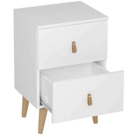 Mesita Tokio con 2 cajones en blanco. 61 cm(alto), 40 cm(ancho), 34 cm(fondo) (1/2)
