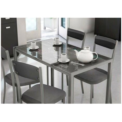 Mesa para cocina, comedor extensible Md-Topo acabado cristal negro