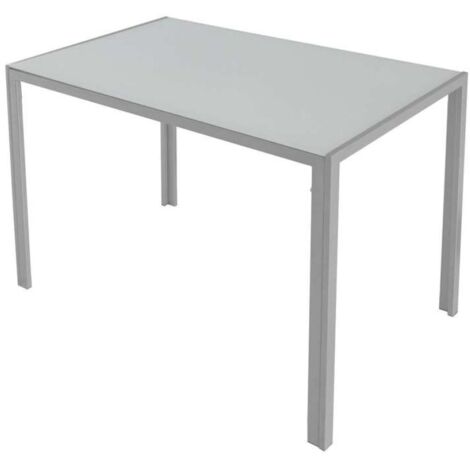 Mesa para cocina, comedor fija Md-Kika acabado cristal blanco, 105cm(ancho) 75cm(altura) 60cm(fondo).