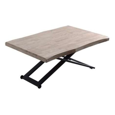Mesa centro elevable Zoe tapa con forma acabado roble honey/negro, 120cm (largo) 80cm (ancho) 49/79cm (alto).