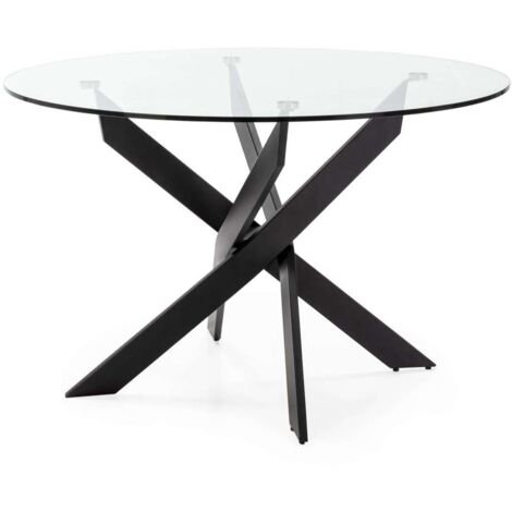 Mesa comedor redonda Rota acabado negro, 120 cm(ancho) 76 cm(alto).