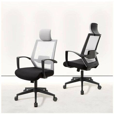 Silla despacho giratoria elevable acabado negro/gris 63 cm(ancho) 117-124 cm(altura) 51cm(fondo) (1/5)