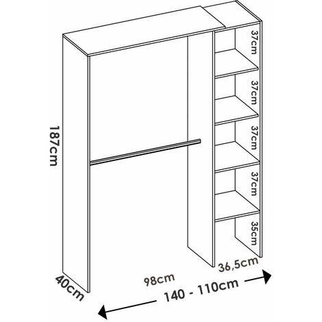 Vestidor de rincón Luz 2 color Blanco 228cm (ancho) 79.4 cm (fondo) 187 cm (alto)