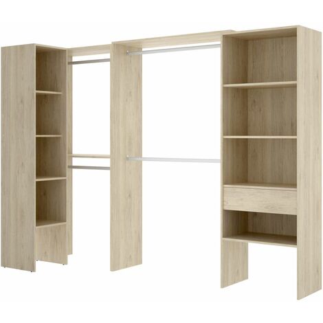 Vestidor de rincón  Luz 3 color Natural 248cm (ancho) 79.4 cm (fondo) 187 cm (alto)
