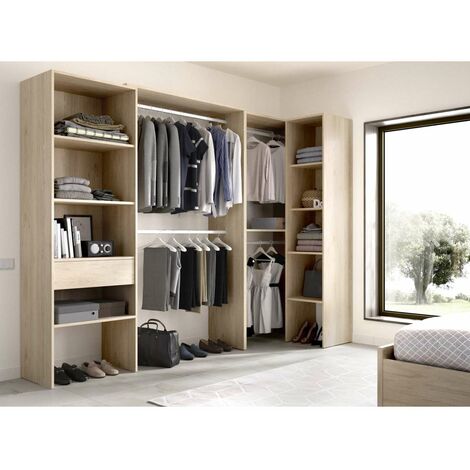 Vestidor de rincón  Luz 3 color Natural 248cm (ancho) 79.4 cm (fondo) 187 cm (alto)