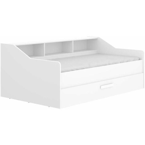 Cama compacta con escritorio Lara de 90 cm en blanco 72.7  cm(alto)133.8cm(ancho)195 cm(largo)