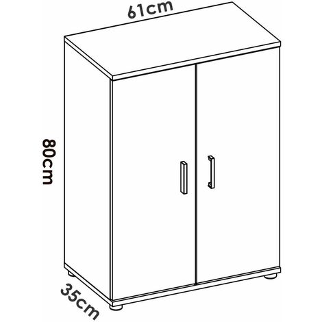 Armario multiestantes dos puertas Urano en roble. 60 cm(ancho) 180 cm(altura)  35.6 cm(fondo)
