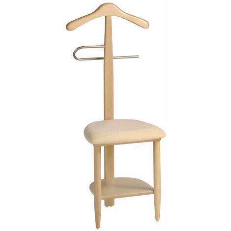 Galán 361 con asiento en beige herrajes cromado satinado lacado natural, 105 cm(alto)45 cm(ancho)41 cm(largo)