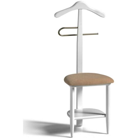Galán 361 con asiento en beige herrajes cromado satinado lacado blanco, 105 cm(alto)45 cm(ancho)41 cm(largo)