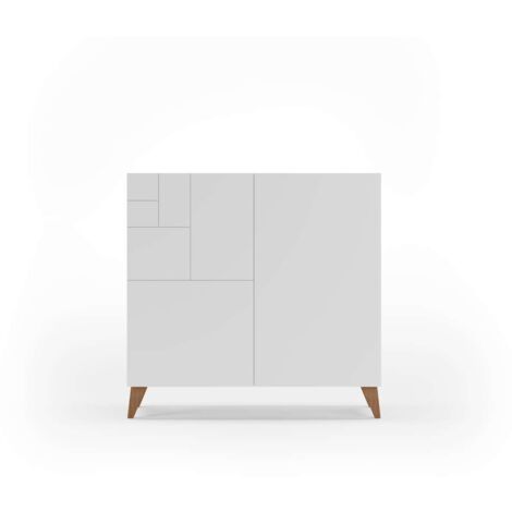 Zapatero modelo 512 acabado blanco patas nogal claro, 90x90x27 (alto x ancho x fondo)