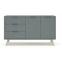 Aparador para comedor Nicolás 2 puertas 2 cajones acabado verde kaki/cera blanca, 140cm(ancho) 81cm(alto) 40cm (fondo)