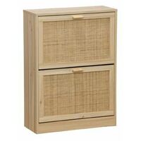 Armario Zapatero 2 Puertas abatibles Decor acabado pino/rattan, 60cm(ancho) 82cm(altura) 24cm(fondo)